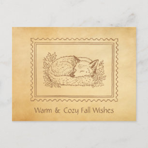 Cadre Timbre Renard Automne Carte postale Accueil 