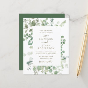 cadre verdoyant d'eucalyptus faire-part de mariage