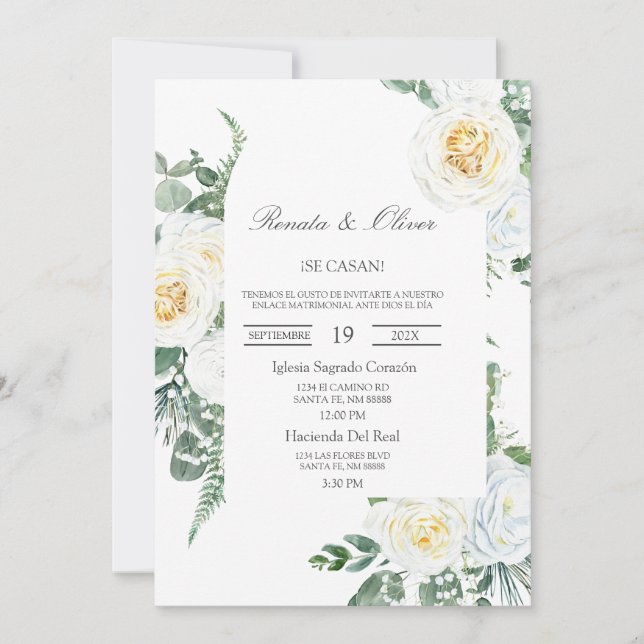 Cadre verdoyant Faire-part de mariage espagnole (Devant)
