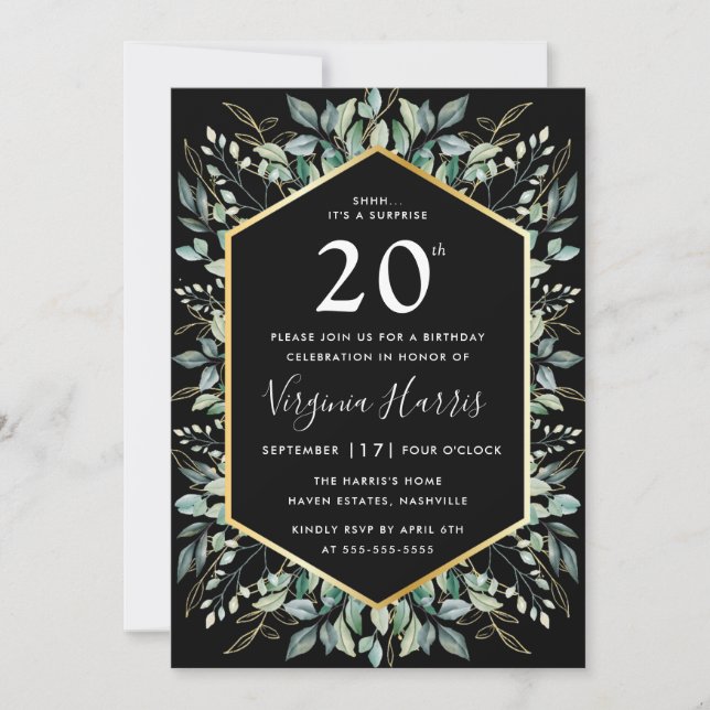 Cadre verdoyant Vingt-vingtième Invitation anniver (Devant)