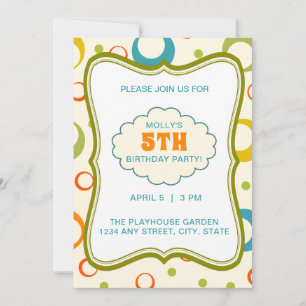 Cadre vert coloré Motif Anniversaire Invitation