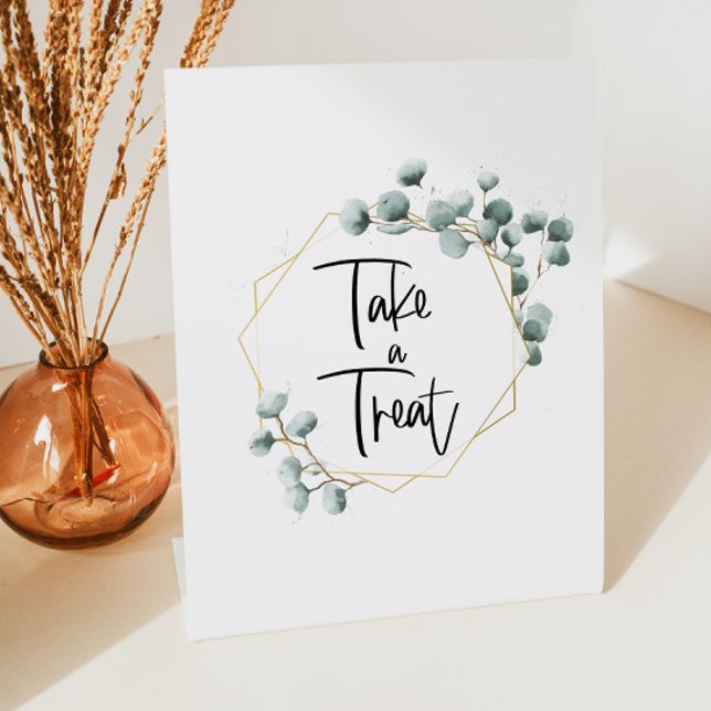 Cadre Vert Eucalyptus Or Prendre Un Signe De Trait (Créateur téléchargé)