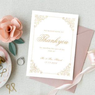 Cadre Vintage Baroque Or Merci de Mariage