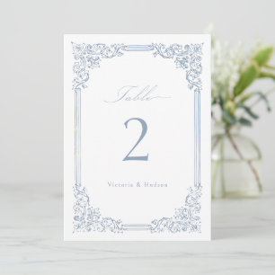 Cadre Vintage bleu Dusty Élégant Numéro de tableau
