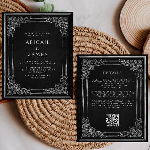 Cadre Vintage Budget Noir Argent Code QR Mariage