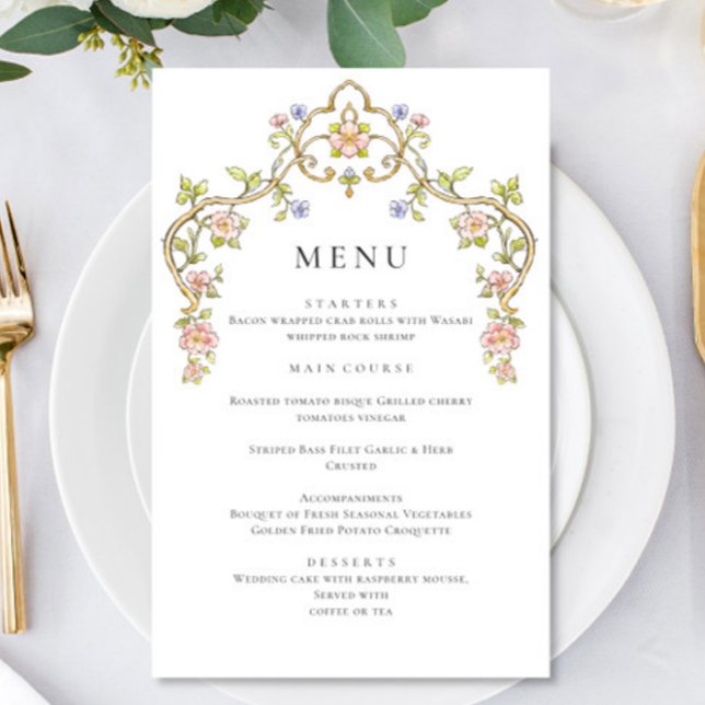 Cadre Vintage Orné Menu de Mariage Bohème (Créateur téléchargé)