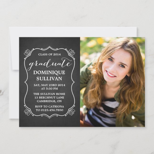 Cadre Whimsical Rustic Photo Graduation Invitation (Devant)
