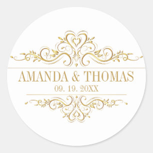 Cadres blancs élégants Stickers de mariage personn