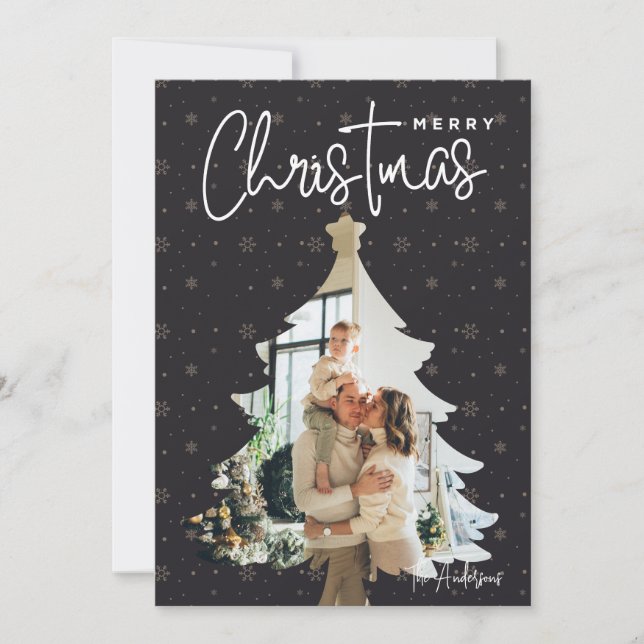 Cadres d'arbre de Noël moderne 1 photo Carte de va (Devant)