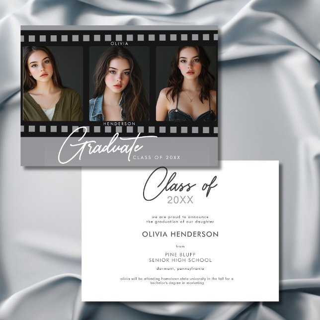 Cadres de cinéma photo moderne Faire-part de diplô (Modern Photo Film Frames Graduation Announcement)
