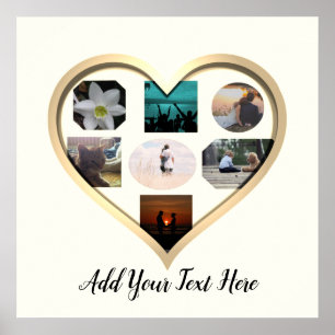 Cadres Gold Heart Photo Collage Poster