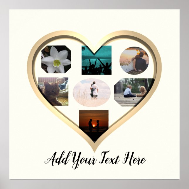 Cadres Gold Heart Photo Collage Poster (Devant)