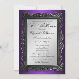 Cadres gothiques Gris violet nuptiale Invitations