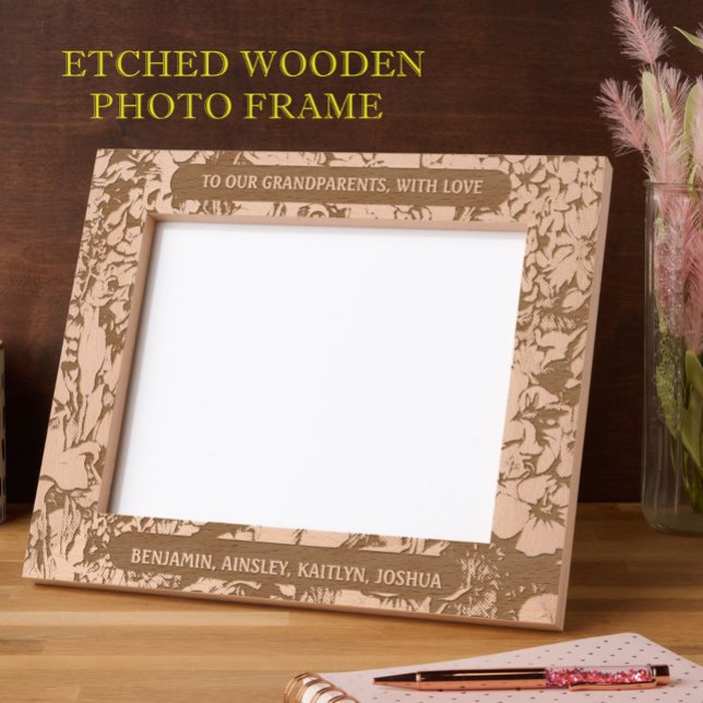 Cadres Gravés 10"x8" Pour Grands-Parents Avec Une Frontière Flor (Créateur téléchargé)