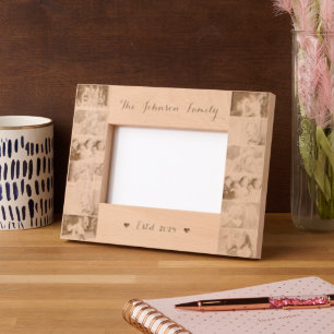 Cadres Gravés 12 Collage de photos de famille Laser en bois mono