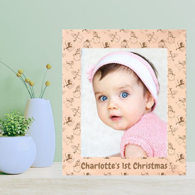 Cadres Gravés 1ère photo de Noël du bébé | Cute Motif Snowman (Living Room)