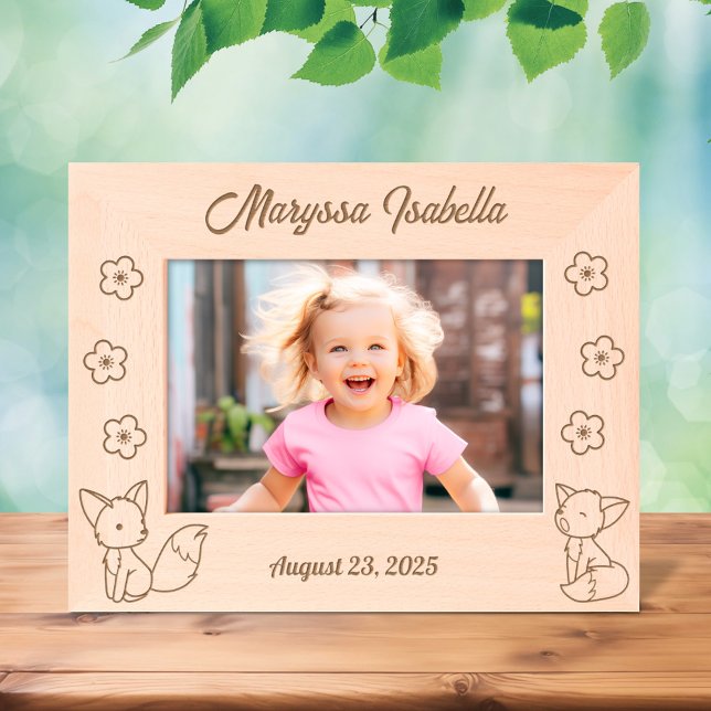 Cadres Gravés 2 mignons Renards et Fleurs de Carton Texte person (Créateur téléchargé)