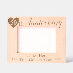 Cadres Gravés 50e anniversaire de Mariage personnalisé avec coeu