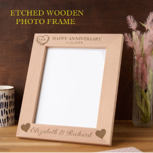 Cadres Gravés 8"x10" Photo Happy Anniversaire Noms Date Coeurs