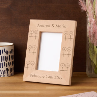 Cadres Gravés Amoureux lesbiennes Mariage personnalisé Monogramm