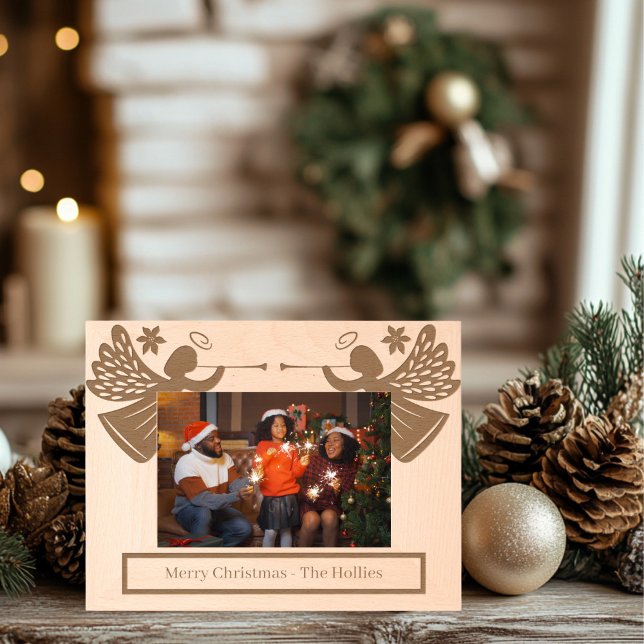 Cadres Gravés Angels en bois (Christmas Angels Laser Etched wood Frame)