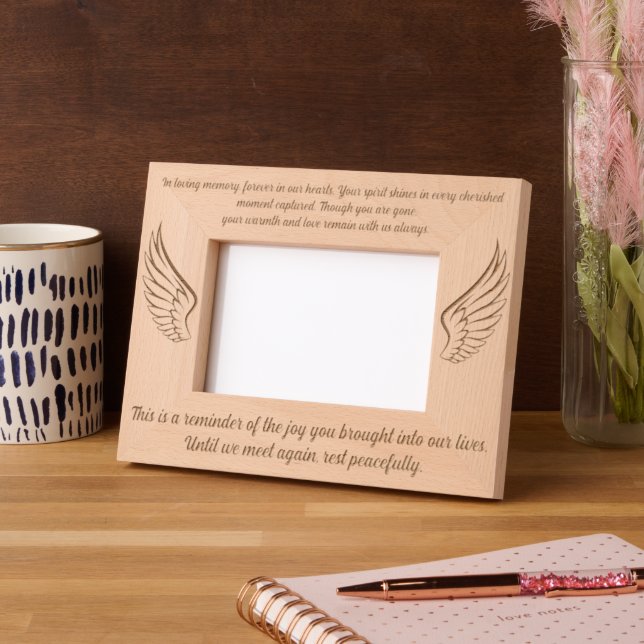 Cadres Gravés Angle ailes funéraire Message personnalisé Photo c (Gauche)