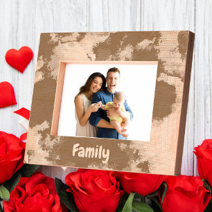 Cadres Gravés Aquarelle simple Famille Valentines Cadeau Bois