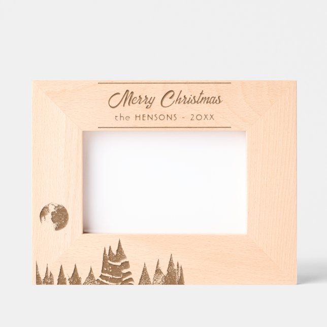 Cadres Gravés Arbres rustiques et lune Joyeux Noël vacances (Recto)