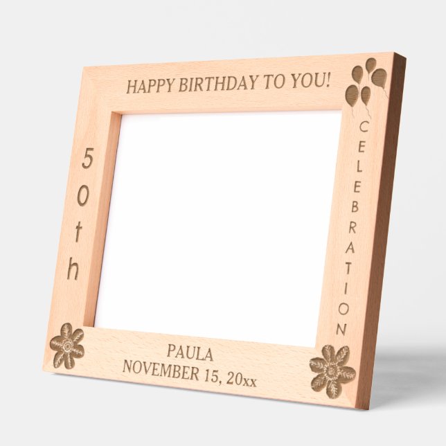 Cadres Gravés Balloons Fleurs Anniversaires 10 x 8 Photo (Gauche)