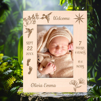 Cadres Gravés Bienvenue Photo bébé