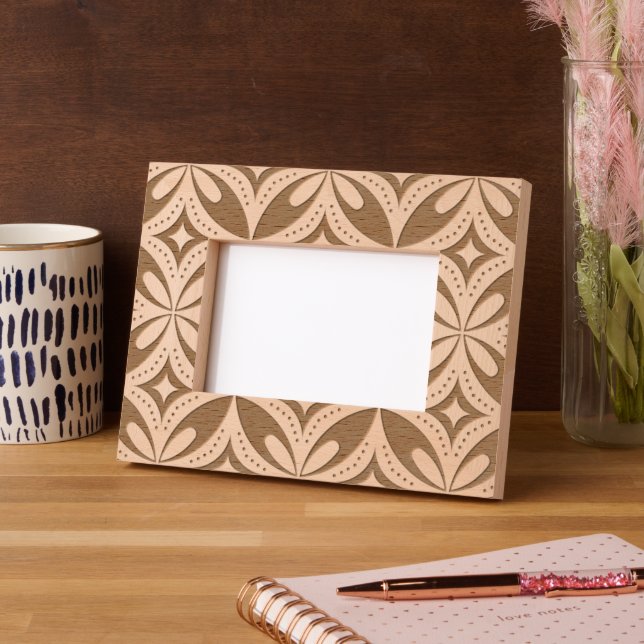 Cadres Gravés Blue Geometric Pattern Retro Style (Gauche)