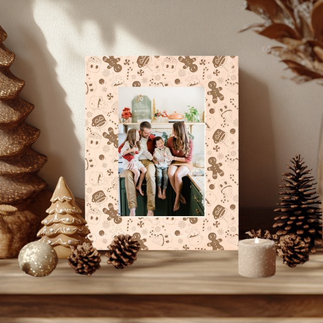 Cadres Gravés Bois de Noël rétro super (Groovy Gingerbread Laser Etched Frame)