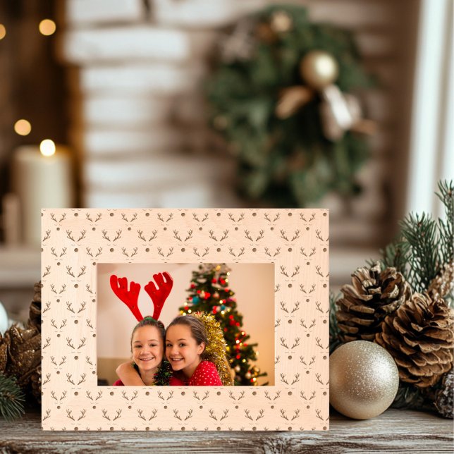 Cadres Gravés Bois de rennes de Noël (Reindeer Christmas Etched Laser Frame)