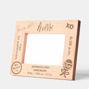 Cadres Gravés Bonjour C'est une fille statistiques de naissance 