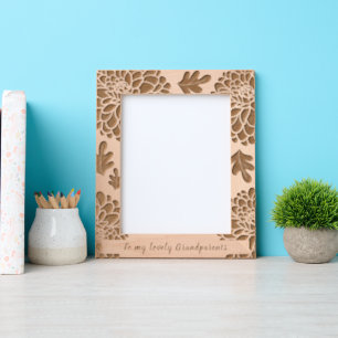 Cadres Gravés Bordure florale Laser de texte personnalisé