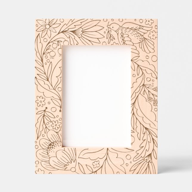 Cadres Gravés Charming Illustrated Dove and Folk Floral Frame (Recto)