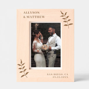 Cadres Gravés Chic Botanique Personnalisé Noms Date Mariage