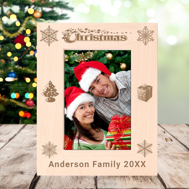 Cadres Gravés Christmas Custom Nom de famille Tree Snowflakes 5x (Christmas Custom Family Name Tree Snowflakes 5x7 Etched Frames)