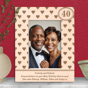 Cadres Gravés Coeurs Ruby Mariage Anniversaire 40e texte personn