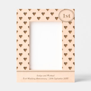 Cadres Gravés Coeurs rustiques 1er anniversaire Mariage Personna