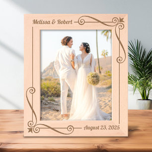 Cadres Gravés Corner Swirl Frame Couple Mariage Anniversaire 8x1