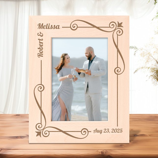 Cadres Gravés Corner Swirls Frame Couple Mariage Anniversaire 5x (Créateur téléchargé)
