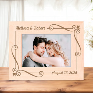 Cadres Gravés Corner Swirls Frame Couple Mariage Anniversaire 7x