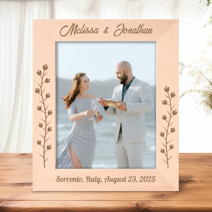 Cadres Gravés Couple de fleurs minces Mariage Anniversaire 8x10