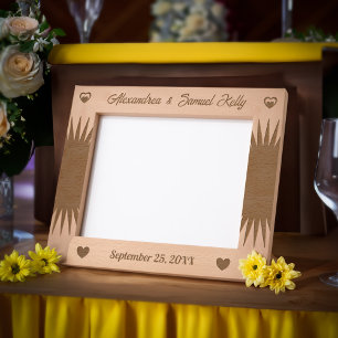 Cadres Gravés Couple Mariage et Script d'anniversaire en bois
