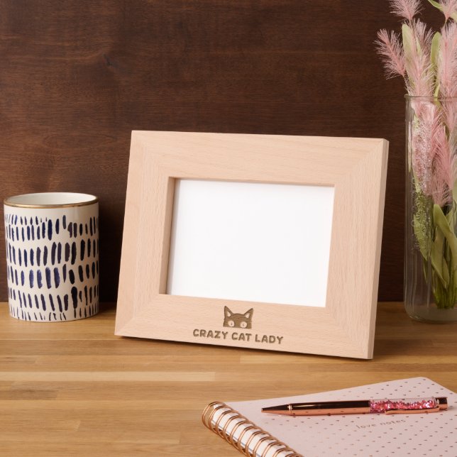 Cadres Gravés Crazy Chat Lady Laser Etched Photo Frame (Gauche)