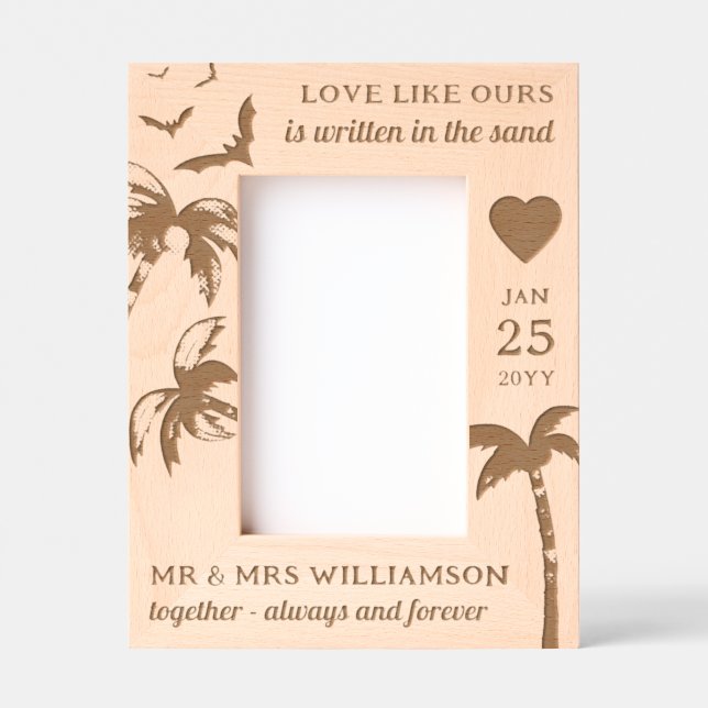 Cadres Gravés Custom Beach Wedding Tropical Palm Trees Wooden (Recto)