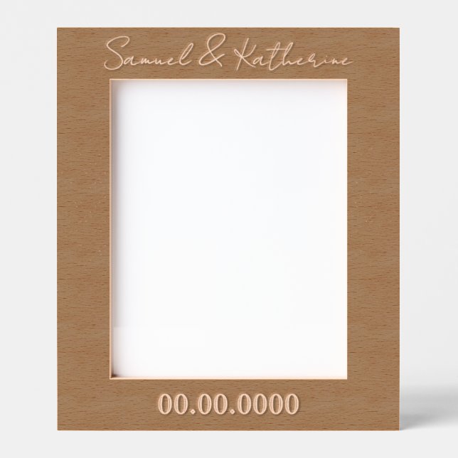 Cadres Gravés Custom Date & Names Rustic Wood (Recto)