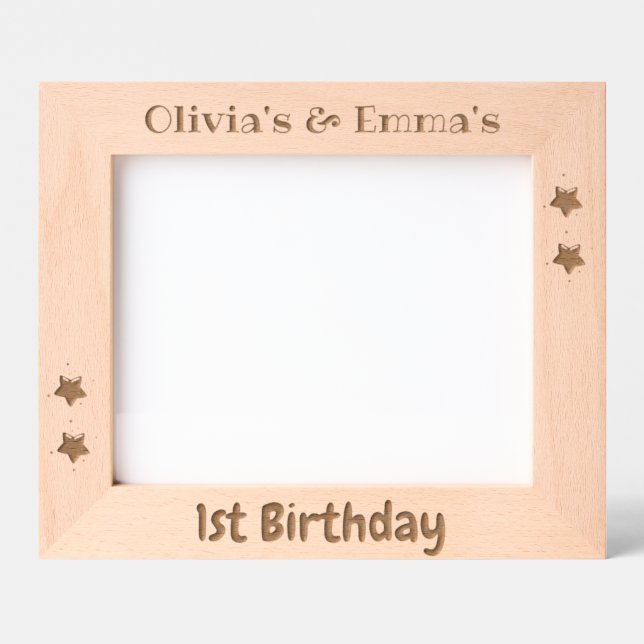Cadres Gravés Custom Photo Frame for Twins, 1st Birthday, 10x8" (Recto)