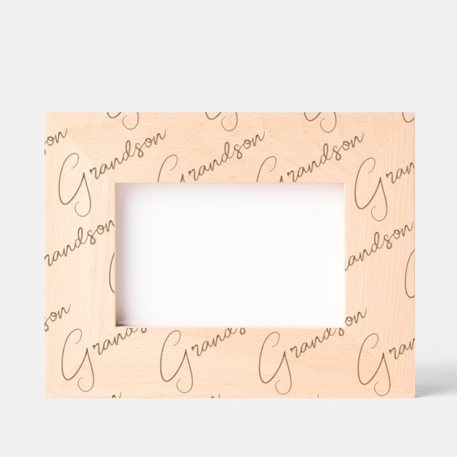 Cadres Gravés Cute Grandson Picture Wood Frame, 6x4" Landscape (Recto)